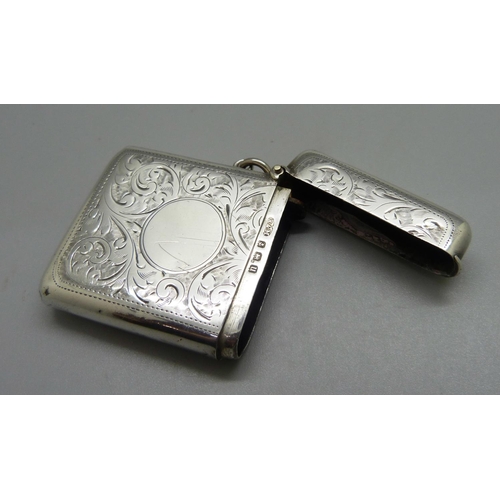 837 - A silver vesta case, Birmingham 1919, 34g