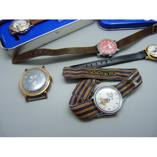 857 - A collection of character wristwatches