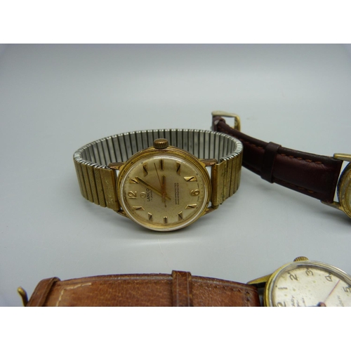 987 - Three gentleman's wristwatches; two Lanco and a Rotary