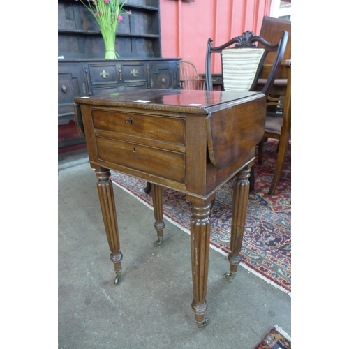 114 - A George IV mahogany drop leaf two drawer night stand