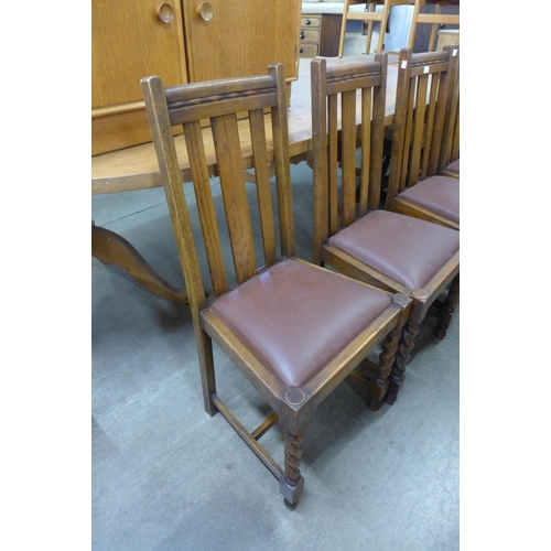 130 - A set of four oak barleytwist chairs