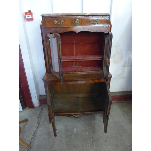 205 - A small 19th Century French rosewood and marble topped side cabinet