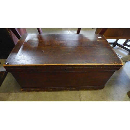 219 - A dome topped trunk and a Victorian pine box