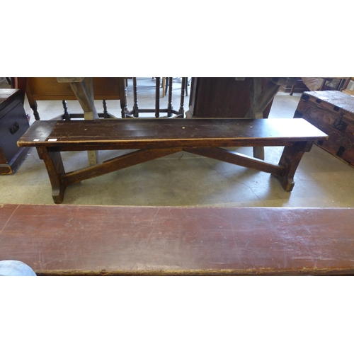 221 - A pair of Victorian oak benches