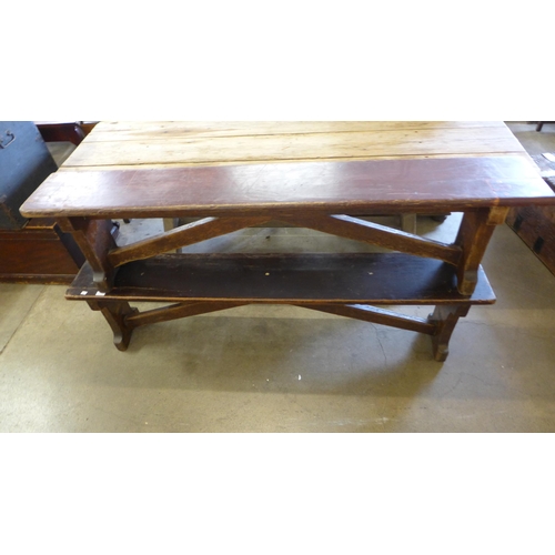 221 - A pair of Victorian oak benches