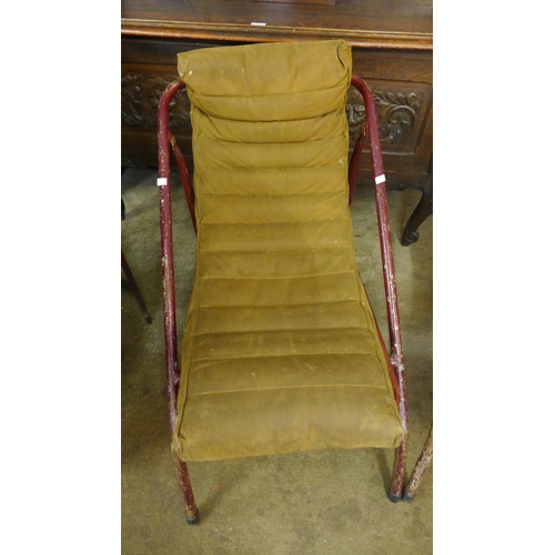 227 - A pair of folding WWII military glider seats converted to hanger seats from RAF Lashenden Airfield