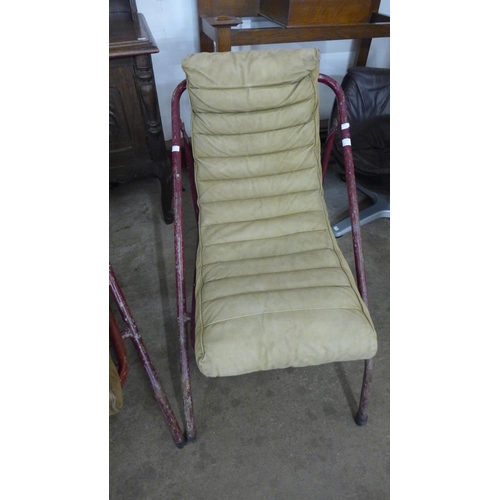 227 - A pair of folding WWII military glider seats converted to hanger seats from RAF Lashenden Airfield