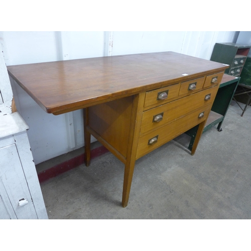 234 - A pine and teak five drawer tailors bench