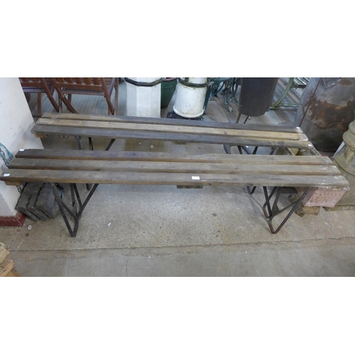 244 - A pair of folding Army issue benches