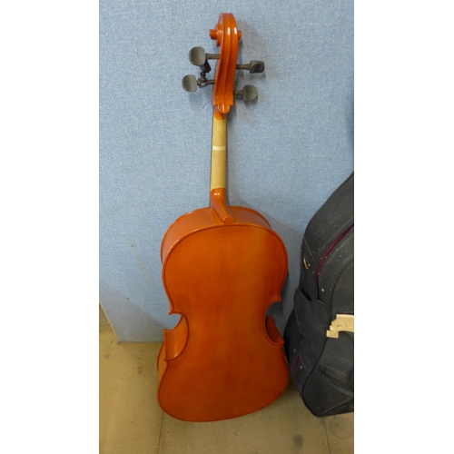 254 - A cased cello and bow