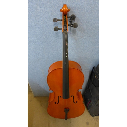 254 - A cased cello and bow