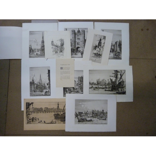 288 - F.W. Sedgwick, ten signed etchings, London scenes, unframed