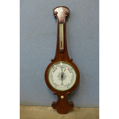 327 - A Victorian mahogany aneroid barometer