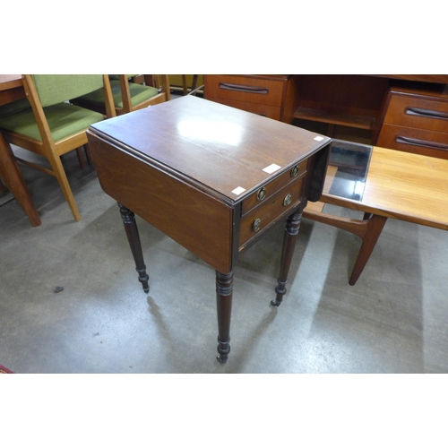 85a - A George IV mahogany drop leaf three drawer night stand