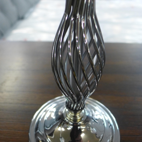 1443 - A silver wire design table lamp with pale grey shade, H 55cms (EUGS2B600DRM22)   #