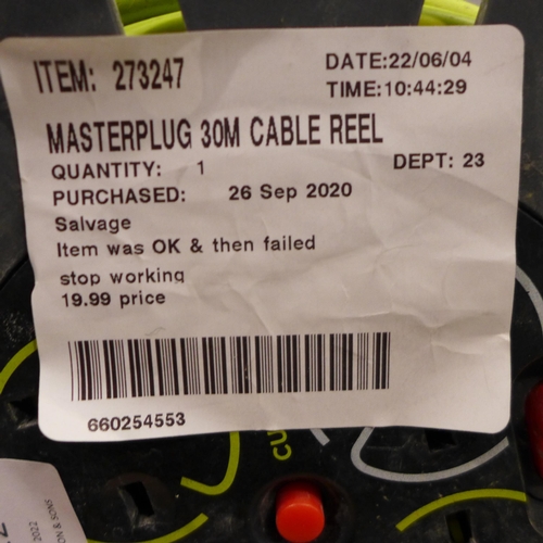 3322 - Masterplug 30m Cable Reel With Bracket, (258-101)   * This lot is subject to vat