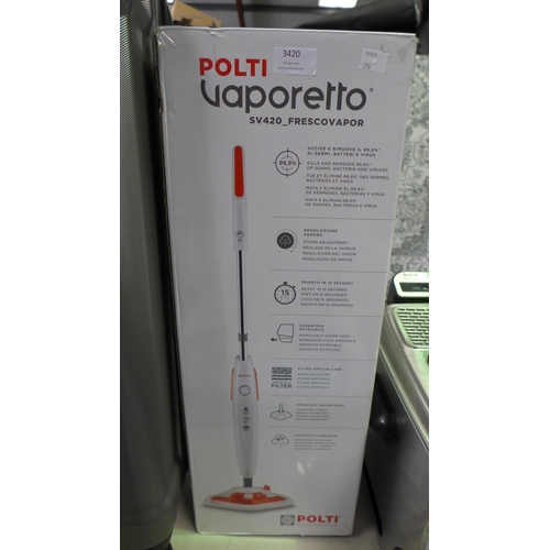 3420 - Polti Vaporetto Steam Cleaner (model no.:- SV420), (258-280)   * This lot is subject to vat