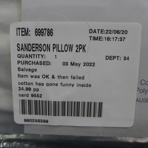 3422 - Sanderson Microfibre Pillows, (258-237)   * This lot is subject to vat