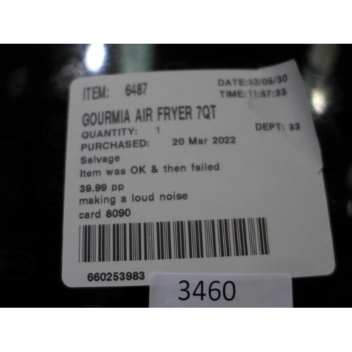 3460 - Gourmia Air Fryer, (258-61)   * This lot is subject to vat