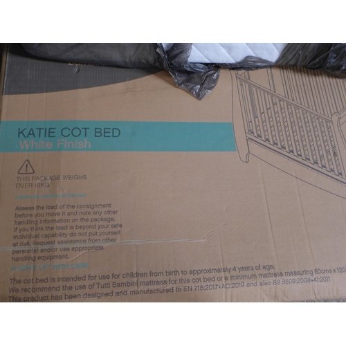 3476 - Katie White Cot Bed With Mattress, Original RRP £183.33 + vat        , (258-408)   * This lot is sub... 