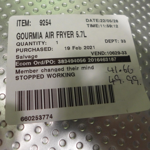 3074 - Gourmia Air Fryer , (258-35)   * This lot is subject to vat