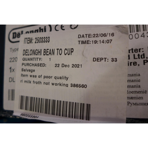 3080 - Delonghi Bean To Cup Magnifica S Coffee Machine (model no.:- ECAM250.33.TB), original RRP £299.99 + ... 