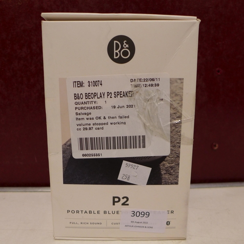 3099 - B&O Beoplay P2 Speaker (model no.:- BO1280426), (258-140)   * This lot is subject to vat