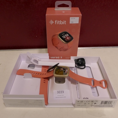 3223 - Fitbit Versa 3 activity band (Pink/Gold), original RRP £144.99 + VAT, (258-170)   * This lot is subj... 