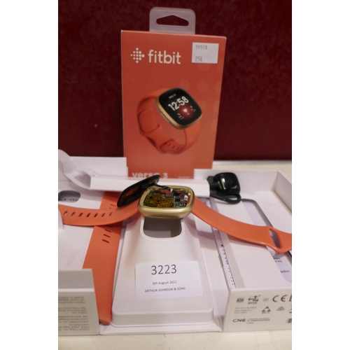 3223 - Fitbit Versa 3 activity band (Pink/Gold), original RRP £144.99 + VAT, (258-170)   * This lot is subj... 