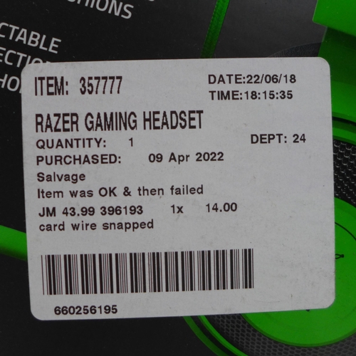 3233 - Razer Kraken Green Gaming Headset, (258-228)   * This lot is subject to vat