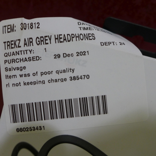 3236 - Trekz Air Grey Bone Conducting Headphones, (258-11)   * This lot is subject to vat