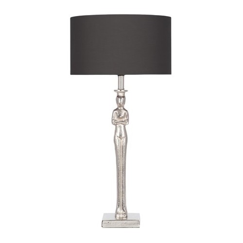 1321 - A Pose statue silver table lamp with a black shade, H 52cms (30-774-B039)   #