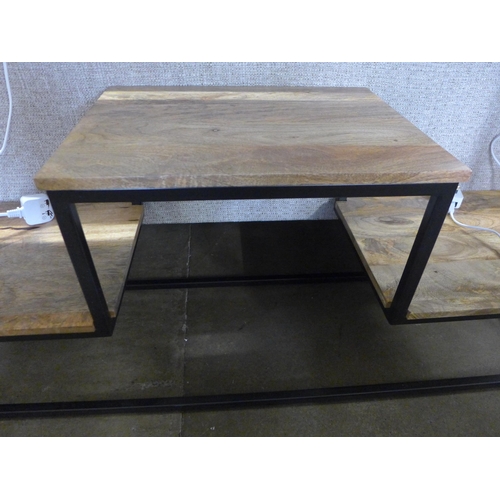 1442 - A hardwood and steel console table * this lot is subject to VAT