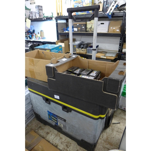 2101 - Stanley tool box with box of heat bulbs and bulb holders