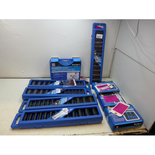 2198 - 7 Assorted Blue Spot socket sets with Blue Spot brake bleeding kit - sold as scrap * this lot is sub... 