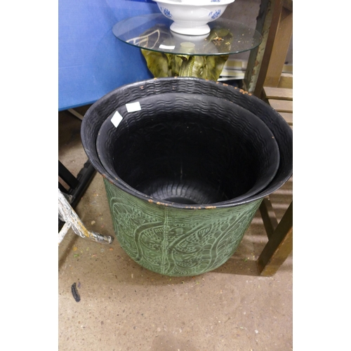 2326 - Pair of metal planters