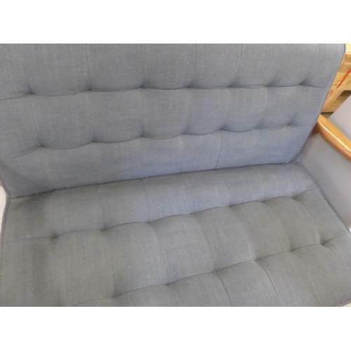 1353 - A grey upholstered two seater sofa - split frame, both sides * this lot is subject to VAT