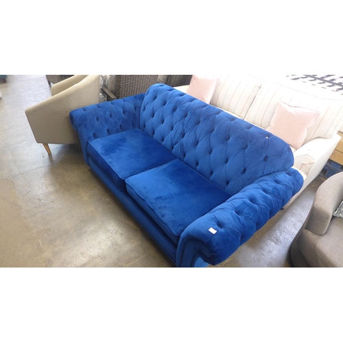 1407 - Bordeaux 2 Seater Navy Velvet     , Original RRP £791.66 + vat(4123-13)   * This lot is subject to v... 