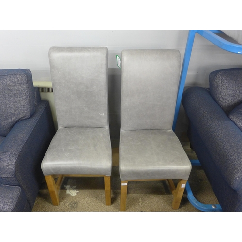 1468 - Pair of grey Cerato leather rollback dining chairs