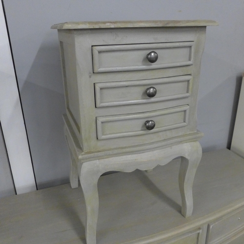 1473 - A grey washed rustic chest of seven drawers and a bedside chest * this lot is subject to VAT