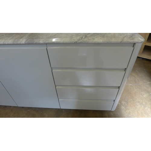 1507 - A grey high gloss sideboard with marble effect top