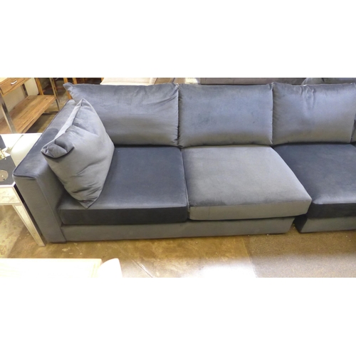 1518 - Deep charcoal corner sofa or large four seater sofa and footstool