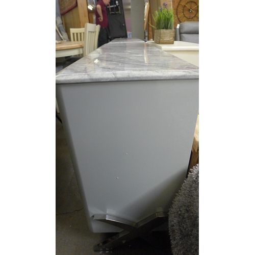 1541 - A grey high gloss sideboard with marble effect top