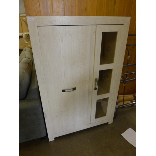 1704 - Oak effect two door part glazed cabinet