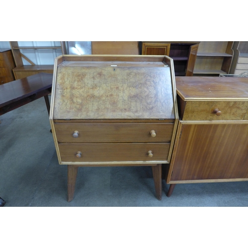 11 - A Birchcraft of High Wycombe teak and birds eye maple bureau