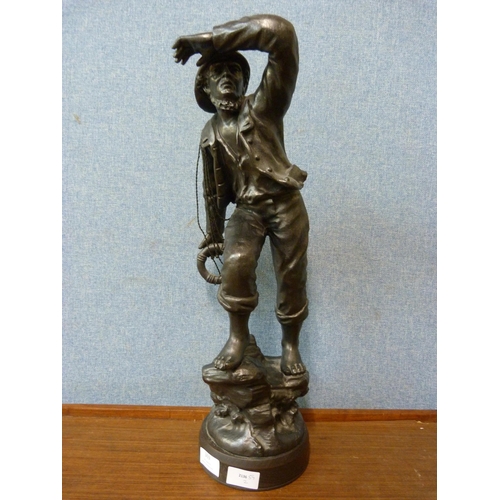 369 - A French cast spelter figure of a sailor