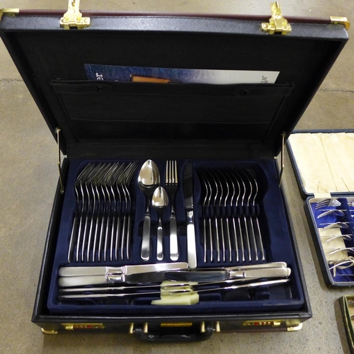 1029 - A canteen of stainless steel cutlery and two other boxes of cutlery **PLEASE NOTE THIS LOT IS NOT EL... 