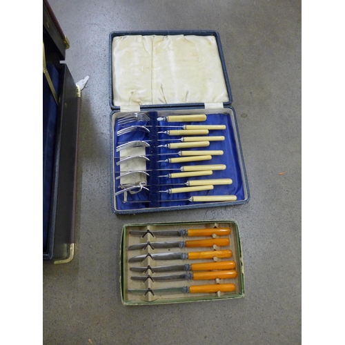 1029 - A canteen of stainless steel cutlery and two other boxes of cutlery **PLEASE NOTE THIS LOT IS NOT EL... 