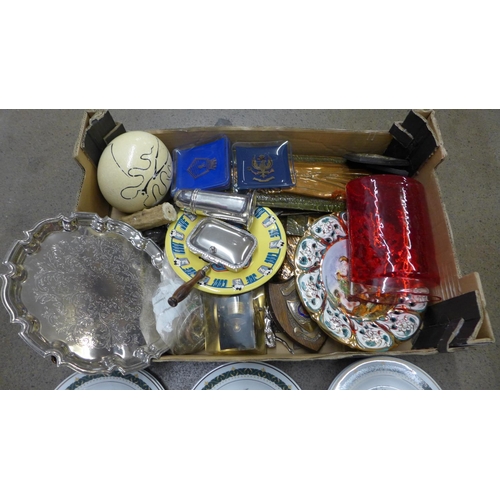 1035 - A box of miscellaneous china, silver plate, etc. **PLEASE NOTE THIS LOT IS NOT ELIGIBLE FOR POSTING ... 