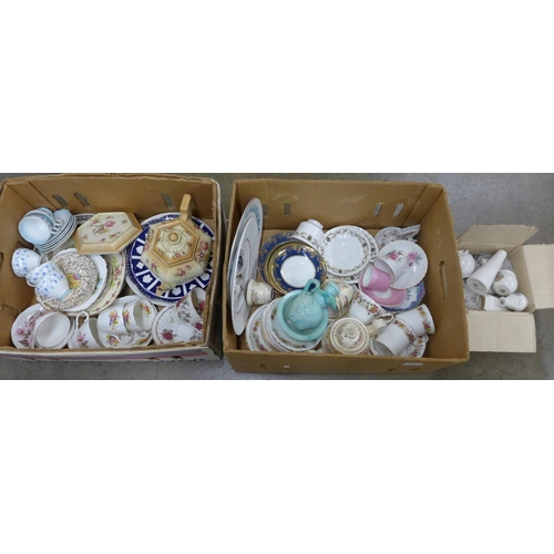 1052 - Two boxes of mixed china and a box of crested china including Goss **PLEASE NOTE THIS LOT IS NOT ELI... 